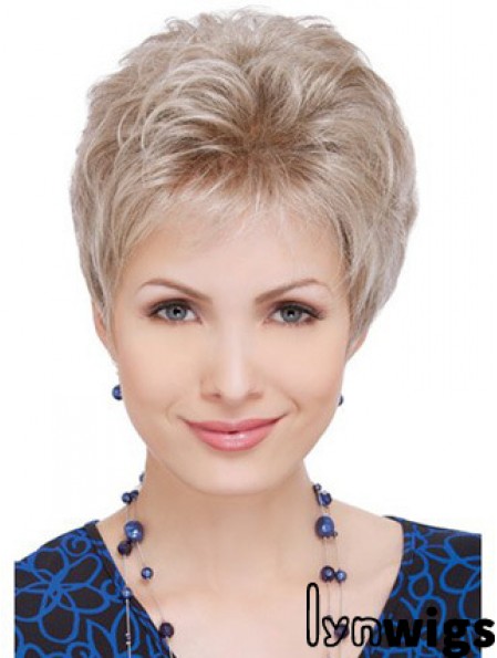 Wigs For Elderly Lady With Capless Wavy Style Short Length