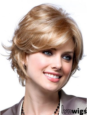 Cheap Monotop Wigs With Monofilament Blonde Color Short Length