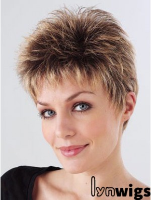 Synthetic Cropped Monofilam Boycuts Hand Tied Mono Petite Wigs