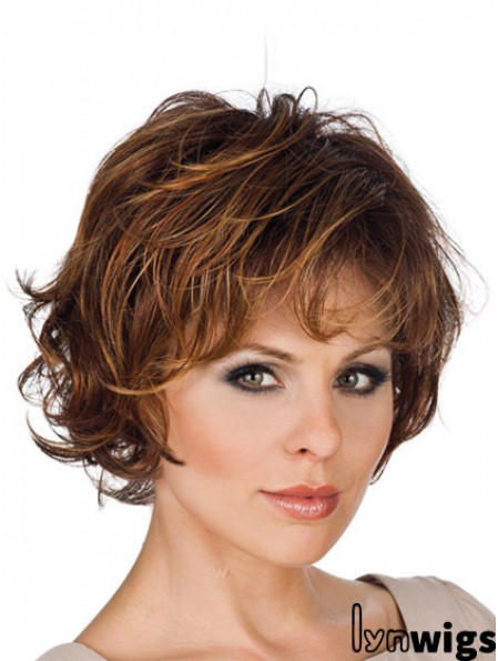 Synthetic Lace Front Wigs Layered Cut Wavy Style Short Length