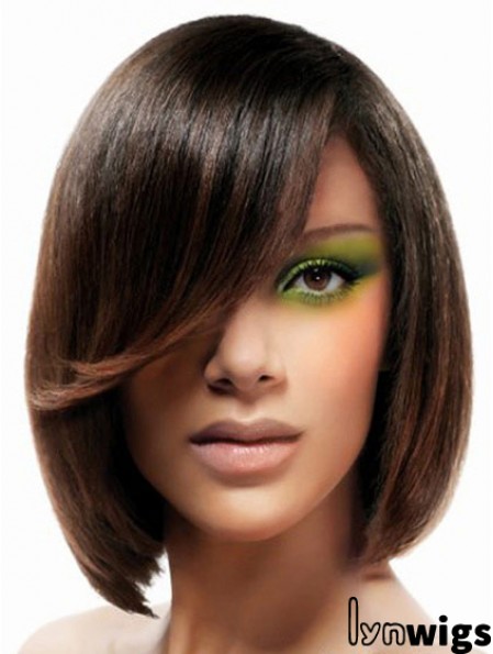 Lace Front Chin Length Straight Brown No-Fuss Bob Wigs