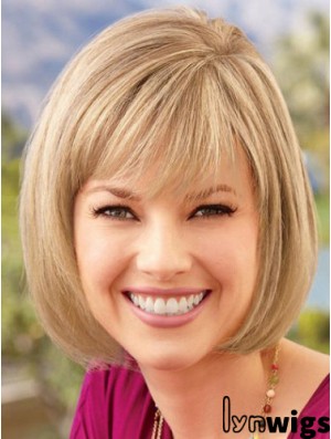 Lace Front Chin Length Straight Blonde Comfortable Bob Wigs