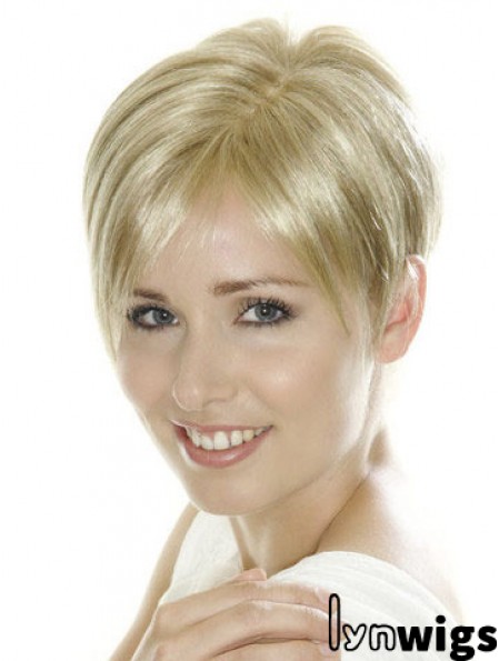 Soft Blonde Cropped Straight Boycuts Lace Front Wigs