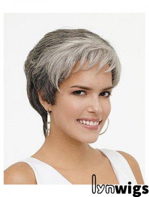 Synthetic Natural Short Wavy Grey Wigs