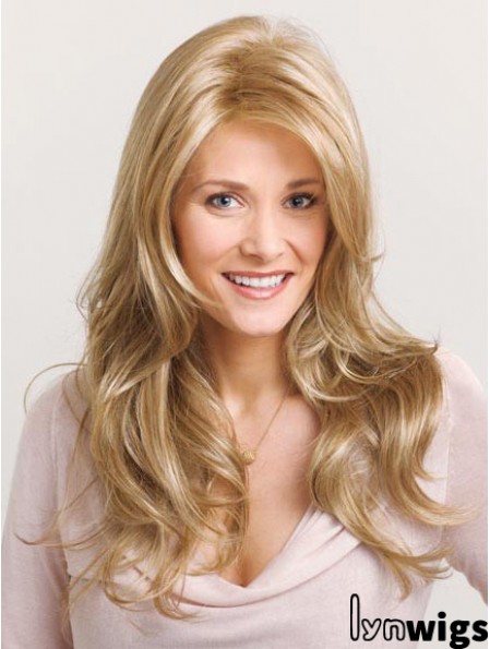 Wavy Layered Long Blonde No-Fuss Lace Front Wigs