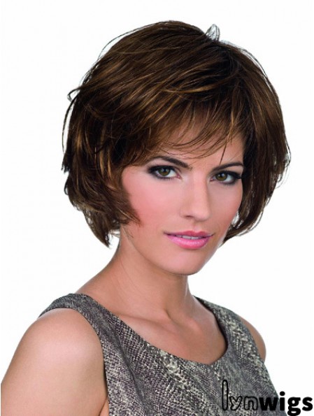 Bobs Lace Front Chin Length Synthetic Brown Monofilament Parting Wigs