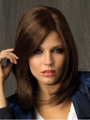 Brown Synthetic Shoulder Layered Straight Monofilament Wig Bases