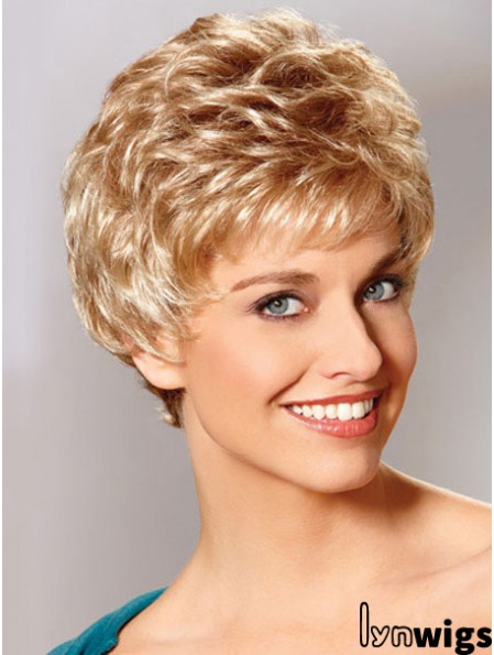 Auburn Boycuts Cropped Wavy Synthetic Petite Hand Tied Mono Wigs