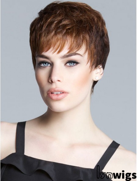 Sassy Brown Cropped Straight Boycuts Lace Front Wigs