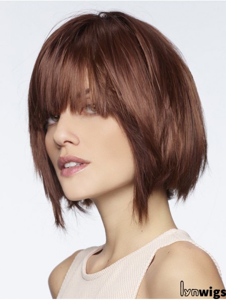 Straight Chin Length Auburn 8 inch Lace Front Fashionable Bob Wigs