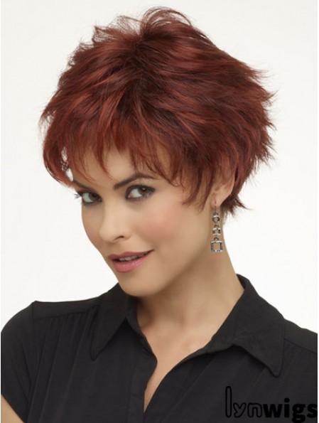 8 inch High Quality Wavy Boycuts Red Short Wigs