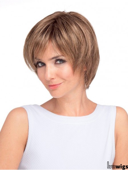 Suitable Auburn Short Straight Layered Lace Front Wigs