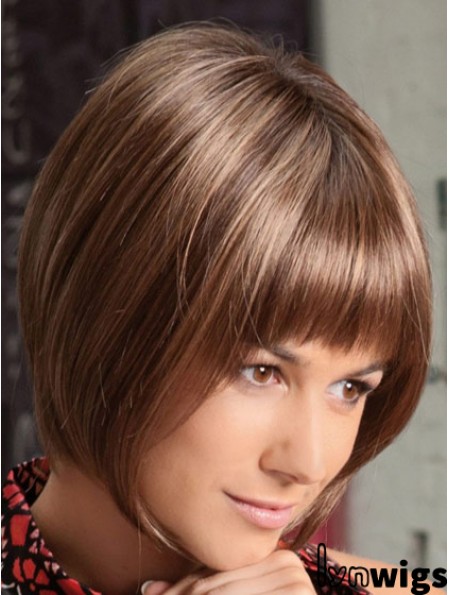 Lace Front Chin Length Straight Auburn Soft Bob Wigs