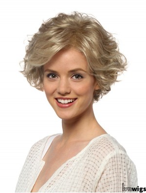 Curly Layered Short Blonde Hairstyles Lace Front Wigs