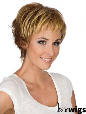 6 inch Modern Wavy Boycuts Blonde Short Wigs