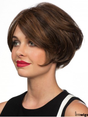 Brown 8 inch Affordable Short Wavy Bobs Lace Wigs