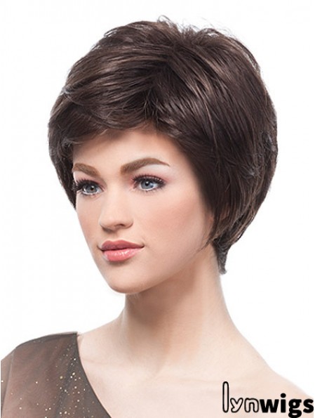 Flexibility Brown Short Straight Boycuts Lace Front Wigs