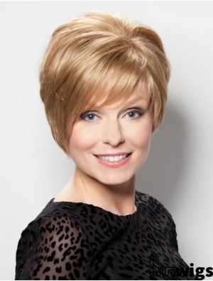 Blonde 8 inch Incredible Short Straight Bobs Lace Wigs