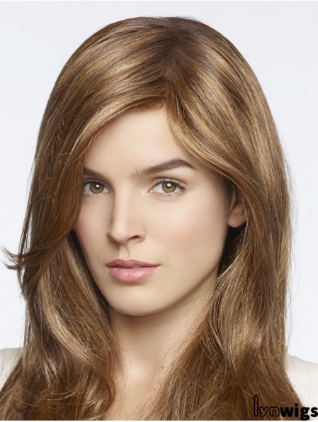 Stylish Blonde Straight With Bangs Monofilament Long Wigs