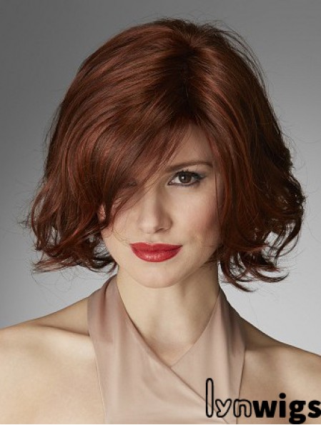 Chin Length Curly Layered Red Perfect 100% Hand-tied Wigs