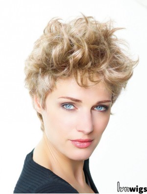 Curly Boycuts Short Blonde Trendy Lace Front Wigs