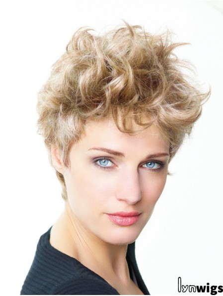 Curly Boycuts Short Blonde Trendy Lace Front Wigs