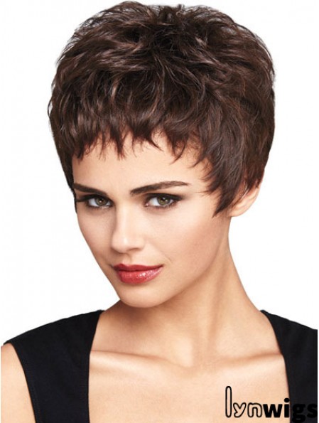 Natural Auburn Cropped Wavy Boycuts Lace Front Wigs