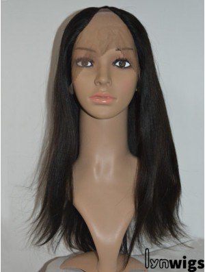 U Part Wig Cap With Lace Front Remy Long Length Black Color