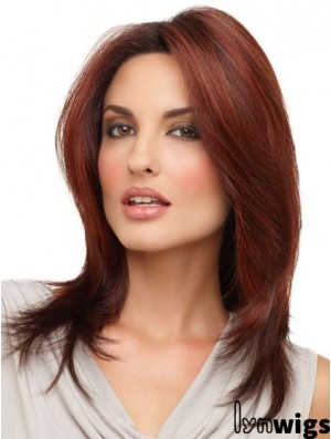 Straight Without Bangs Shoulder Length Red Cheap Lace Front Wigs