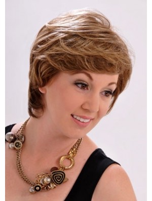 10 inch Stylish Straight With Bangs Brown Short Wigs