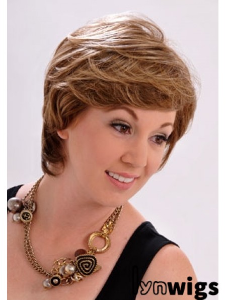 10 inch Stylish Straight With Bangs Brown Short Wigs