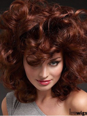 Long Curly Layered Auburn Good 100% Hand-tied Wigs