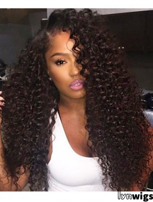 Curly Remy Human Hair 20 inch Without Bangs Black 360 Lace Wigs