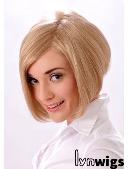 Chin Length Straight Monofilament Blonde Style Bob Wigs