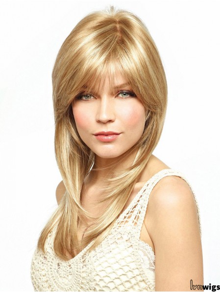 Cheapest Blonde Straight Layered Lace Front Long Wigs