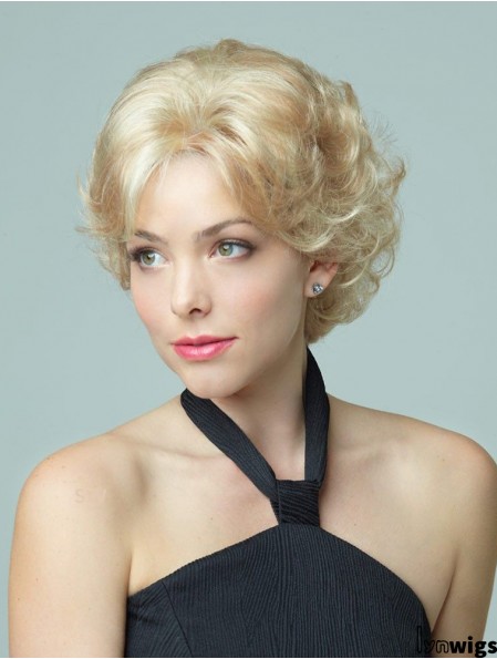 11 inch Comfortable Curly Layered Blonde Short Wigs