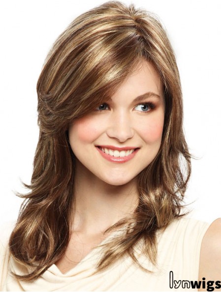 Blonde 15 inch Soft Shoulder Length Straight Layered Lace Wigs