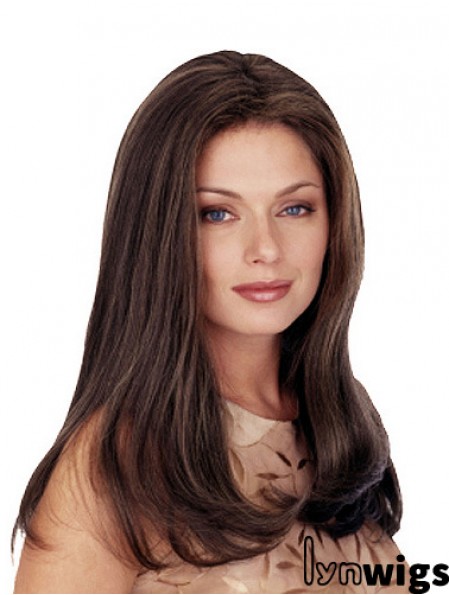 Without Bangs Long Straight Brown 20 inch Comfortable Monofilament Wigs