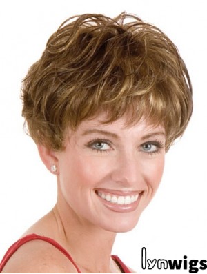 Layered Short Straight Blonde 5 inch Style Monofilament Wigs