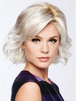 10 inch Chin Length Capless White Layered Bob Wig