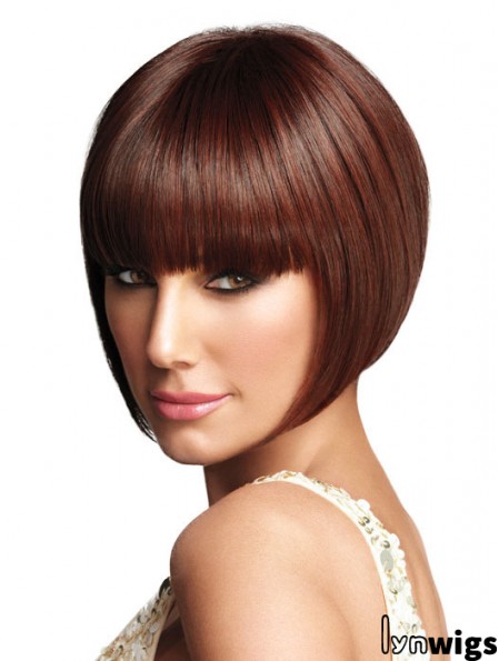 Graduated Bob Wigs With Capless Synthetic Bobs Cut Chin Length