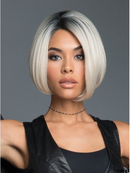 10 inch Chin Length Monofilament Black to White Bob Style Wigs