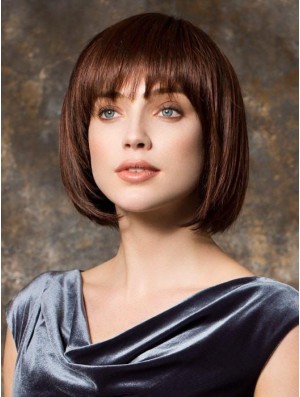 10 inch Chin Length Monofilament Brown Bob Style Wig