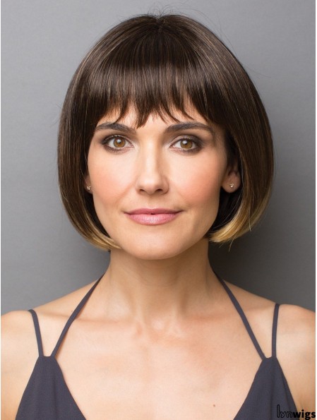 10 inch Chin Length Monofilament Brown Bob Wigs