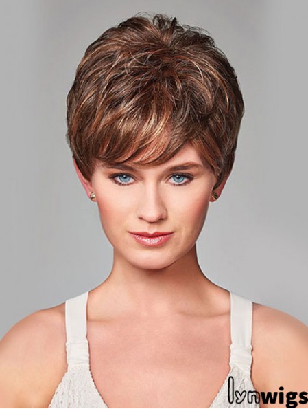 Wavy Short Brown 8 inch Monofilament Beautiful Bob Wigs