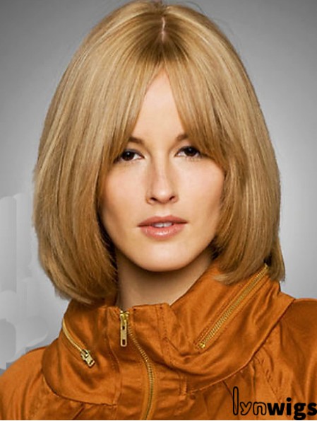 Wig Bob Style Chin Length Blonde Color Straight Style