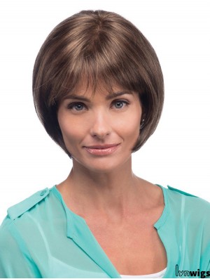 Straight Chin Length Brown 10 inch 100% Hand-tied Fabulous Bob Wigs