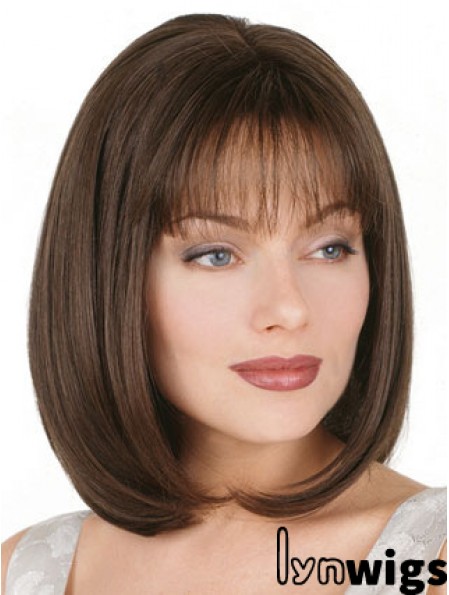 Straight Bob Wig Chin Length Brown Color Bobs Cut With Capless