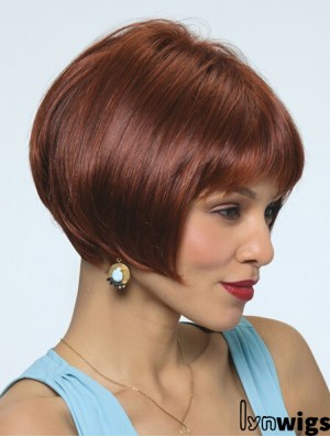 Straight Chin Length Red 10 inch Capless Fashionable Bob Wigs