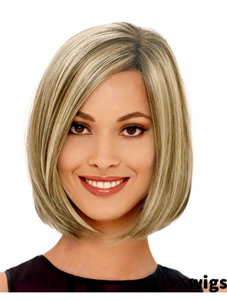 Straight Chin Length Blonde 12 inch Capless Popular Bob Wigs